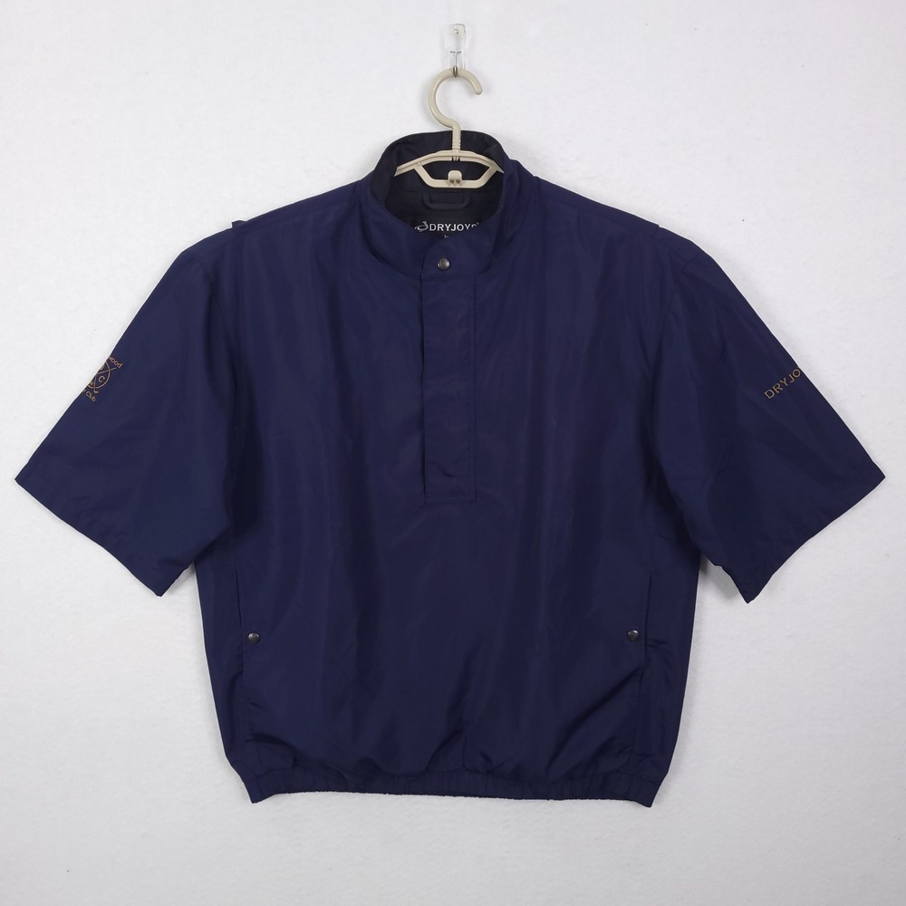 FootJoy DryJoys Windshirt Men Medium Navy Blue Short Sleeve Golf Pullover Jacket